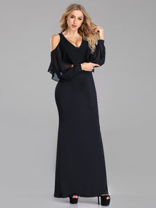 Glamoro V-Neck Ruffles Evening Dress EZ