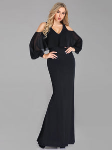 Glamoro V-Neck Ruffles Evening Dress EZ