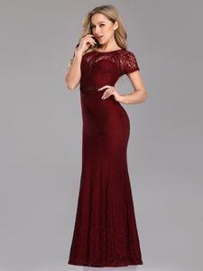 A Line Lace Floor Length Party Dress EZ