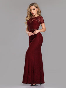 A Line Lace Floor Length Party Dress EZ