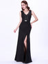 V Neck Evening Dresses with Side Split EZ