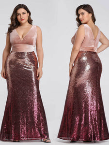 Long Velvet & Sequin Mermaid Prom Dresses EZ