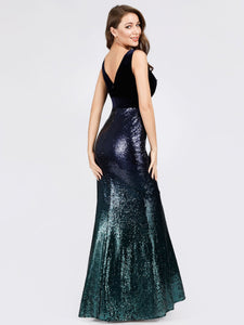 Long Velvet & Sequin Mermaid Prom Dresses EZ