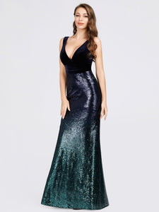 Long Velvet & Sequin Mermaid Prom Dresses EZ