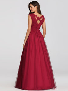 Burgundy Maxi Long Lace Dresses EZ