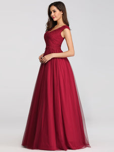 Burgundy Maxi Long Lace Dresses EZ