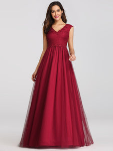 Burgundy Maxi Long Lace Dresses EZ