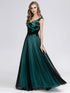 Open V Neck Floor Length Mesh Prom Dresses for  EZ