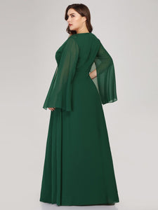 Floor Length Mother evening Dress with long sleeves EZ