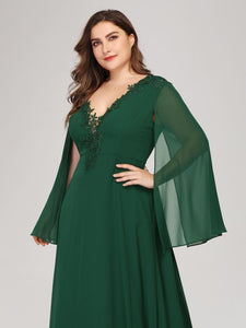 Floor Length Mother evening Dress with long sleeves EZ