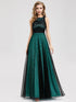 A Line Sleeveless Long Evening Dress With pliques EZ