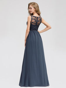 See Though Neckline Lace Print Evening Dresses for  EZ