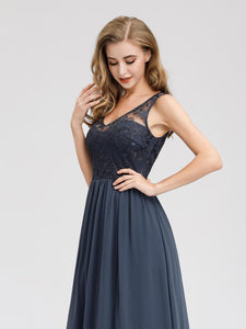 See Though Neckline Lace Print Evening Dresses for  EZ