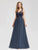 See Though Neckline Lace Print Evening Dresses for  EZ