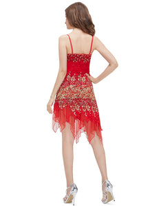 Flowing Red Lace Cocktail Dress HE