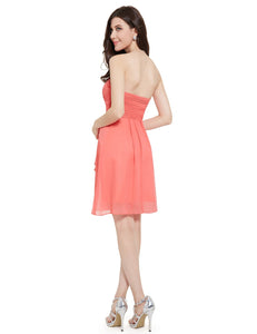 Coral Sweetheart Neckline Strless Bridesmaid Dress HE