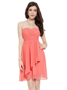 Coral Sweetheart Neckline Strless Bridesmaid Dress HE