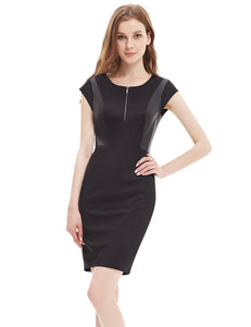 Round Neck Fhion Cual Bodycon Black Dress HE