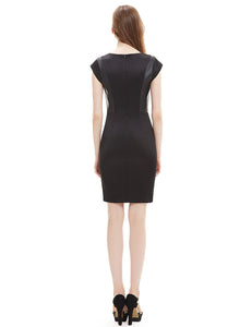 Round Neck Fhion Cual Bodycon Black Dress HE