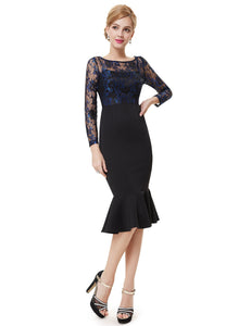 Sexy Lacey Long Sleeve Black Cocktail Dress HE