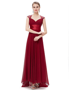 V-neck Sequins Chiffon Ruffles Empire Line Evening Dress HE