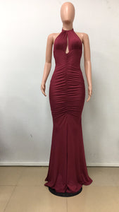 Sexy Open Chest Mermaid Slit Evening Dress