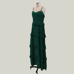 Green Straps Layer Evening Dress