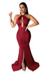 Sexy Open Chest Mermaid Slit Evening Dress