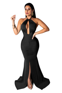 Sexy Open Chest Mermaid Slit Evening Dress