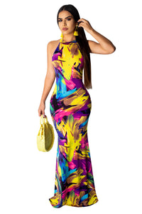 Print Sexy Scoop Evening Dress