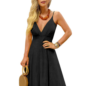 Deep-V Sexy Sleeveless Evening Dress