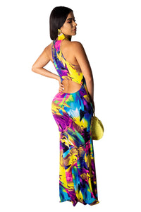 Print Sexy Scoop Evening Dress